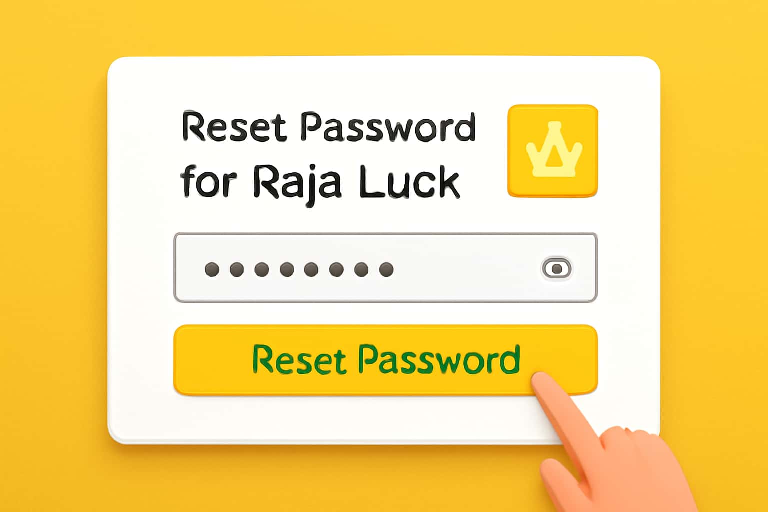 Visual representation of the password reset process for Raja Luck.