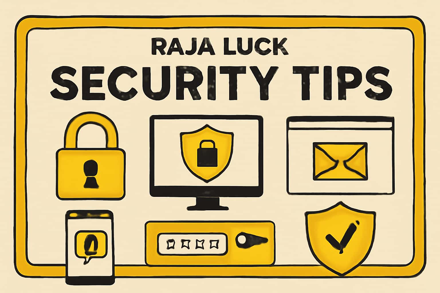 An informational graphic illustrating Raja Luck Security Tips.