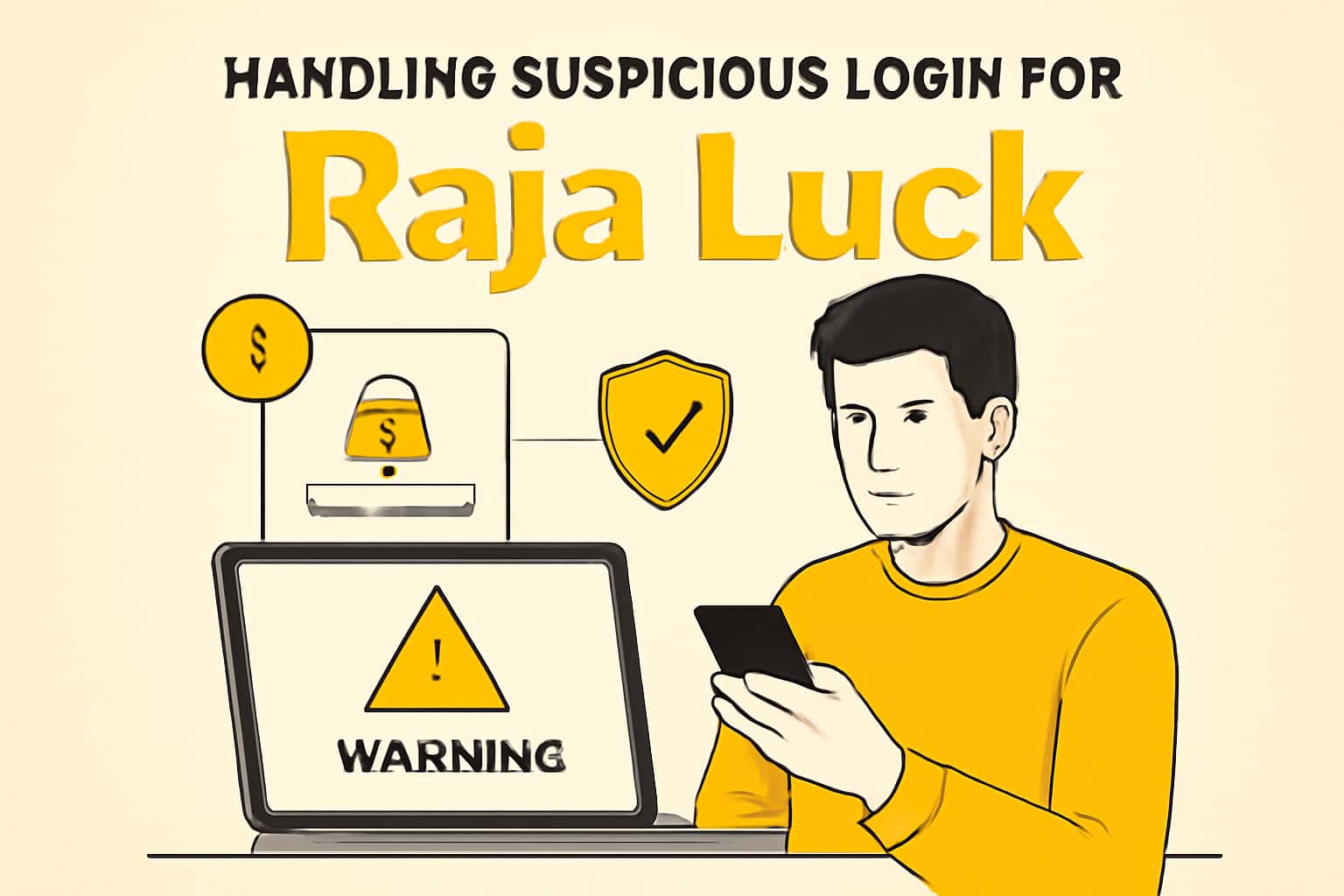 Information scene regarding handling suspicious login attempts for Raja Luck.
